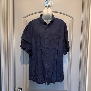 Banana Republic Men's Navy Blue Linen Shirt